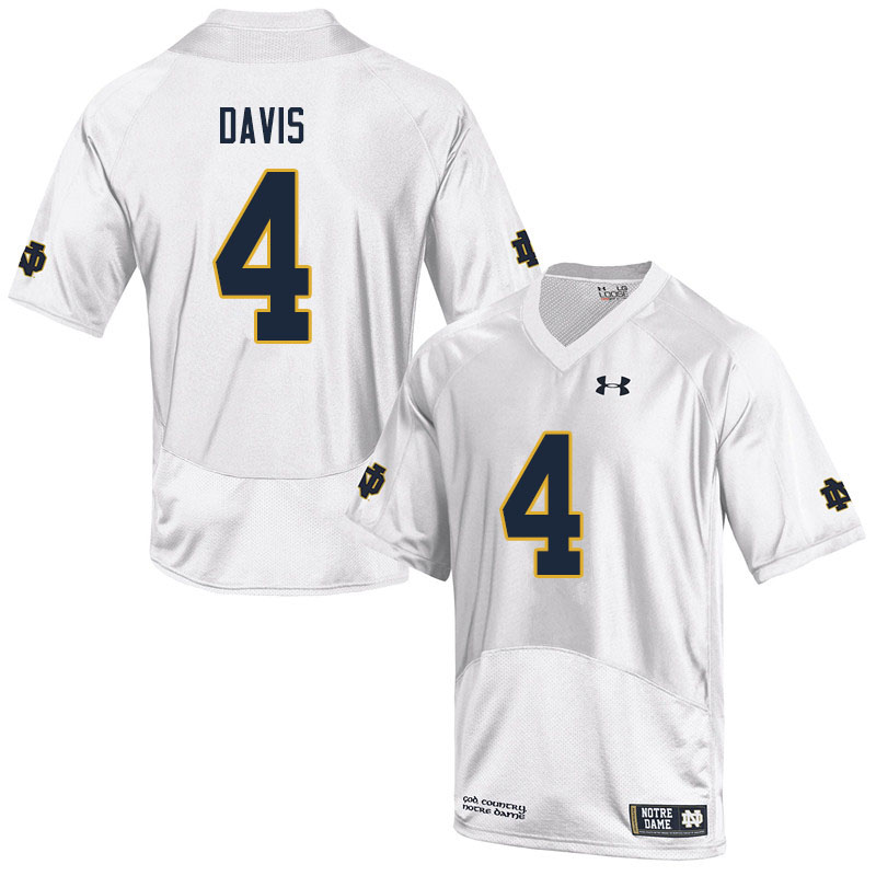 Men #4 Avery Davis Notre Dame Fighting Irish College Football Jerseys Sale-White